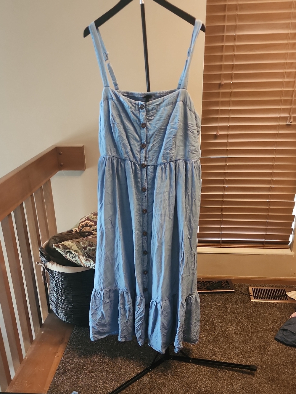 Torrid Light Blue Button-Front Smocked Dress